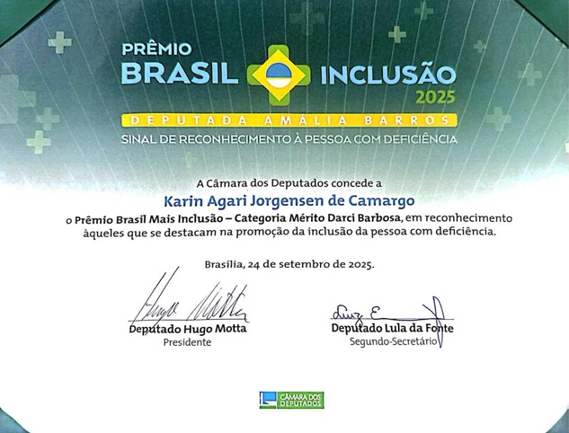 Certificado do Prêmio Brasil Mais Inclusão 2025